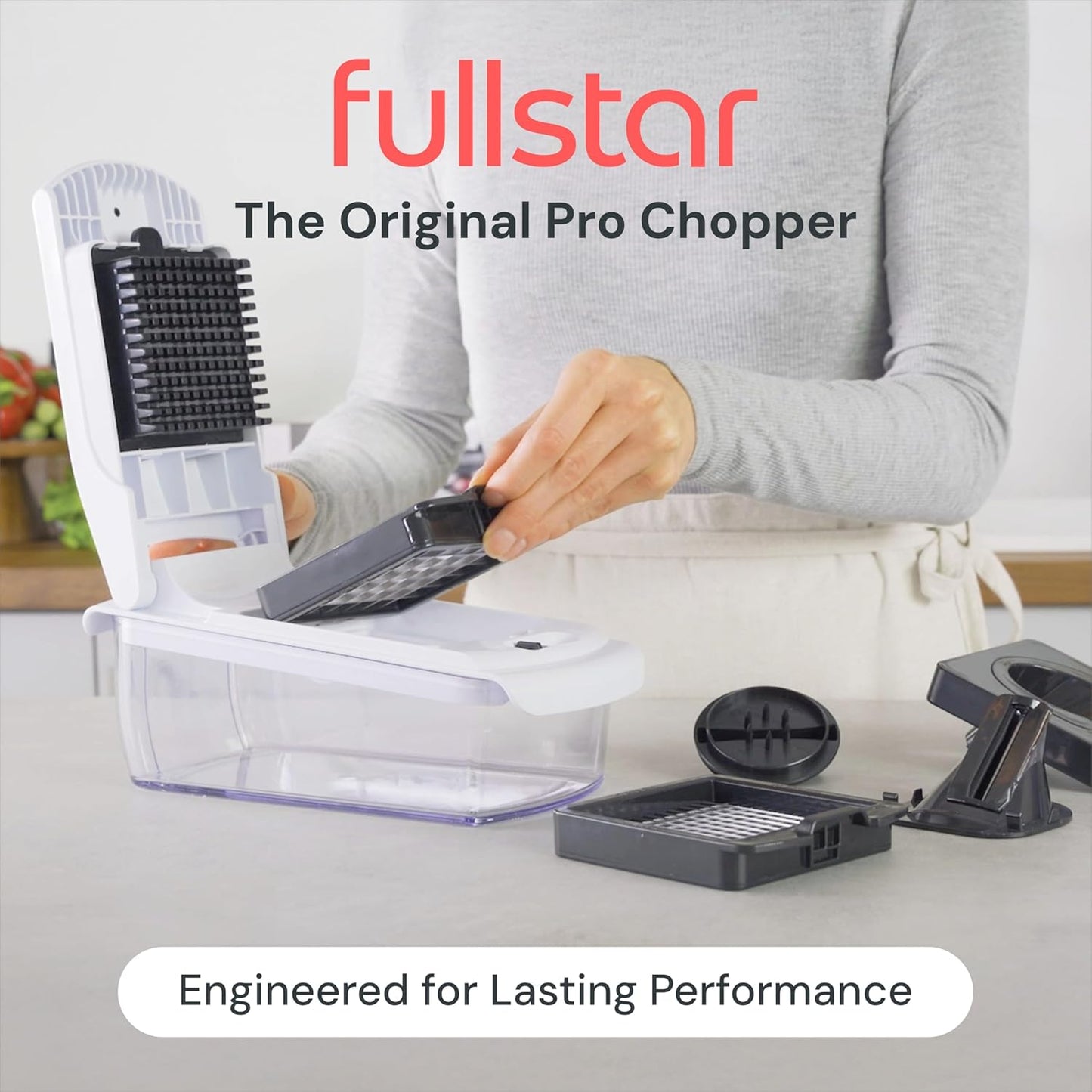 Fullstar The Original Pro Chopper - Vegetable Chopper and Spiralizer, Food Chopper with Container, Fruit Slicer, Kitchen Gadgets & Accessories, Home Essentials (4 in 1, Gray/Green)