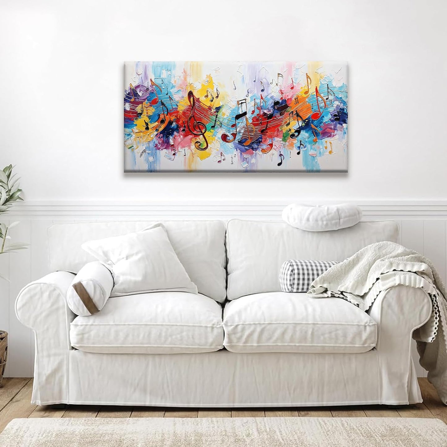 Suconvng Abstract Canvas Art Wall Decor Painting Home Wall Decorations Colorful Musical Note Abstract Wall Art Print Picture For Bedroom Kitchen Office Artwork 20 X 40 Inch