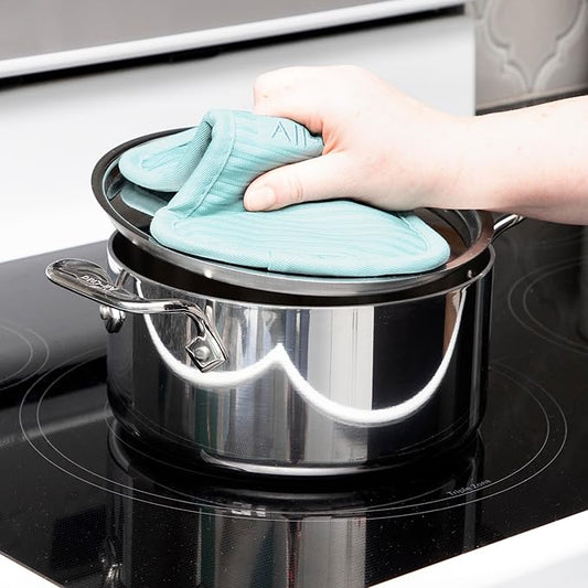 All-Clad Premium Pot Holder & Heating Pad, (2-Pack) Heat Resistant to 500 Degrees, 100% Cotton 10"x6.25" for Kitchen and Barbeque, Rainfall