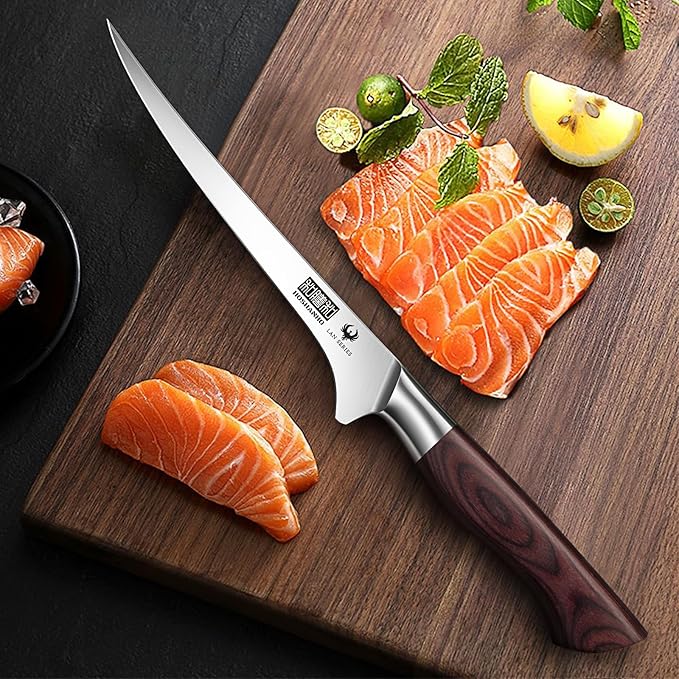 HOSHANHO Fillet Knife 7 Inch, Professional High Carbon Stainless Steel Boning Knife for Meat, Ultra Sharp Japanese Fish Fillet Knives with Ergonomic Wood Handle