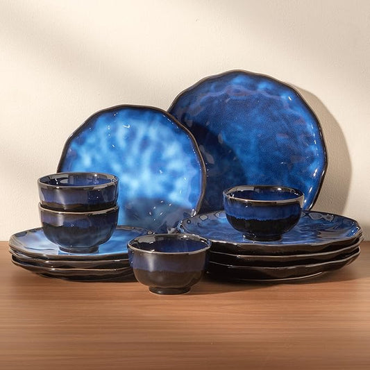 Dinnerware sets plates and bowls sets modern plates,Ceramic Dinnerware Sets,12 Pieces Porcelain Lightweight Plates,Scratch Resistant Dish Set (style - 4, 4 - Set (12pcs))