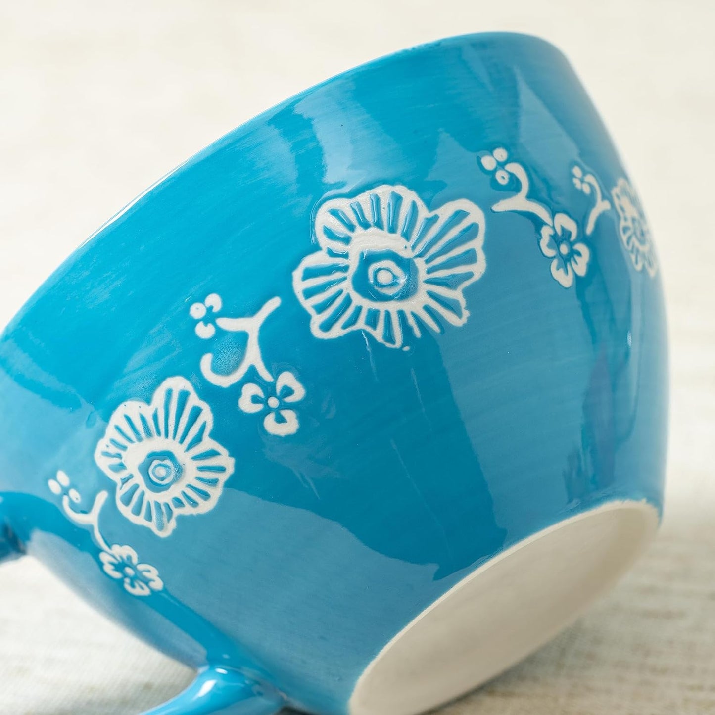 Red Boho Coffee Mug Set of 1 with Coffee Spoon, Ceramic Large Cups 15 oz/ 450ml, Porcelain Cups for Latte, Tea, Cappuccino, Cocoa, Soup, Dishwasher Microwave Safe, Gift Set Bohemian Style