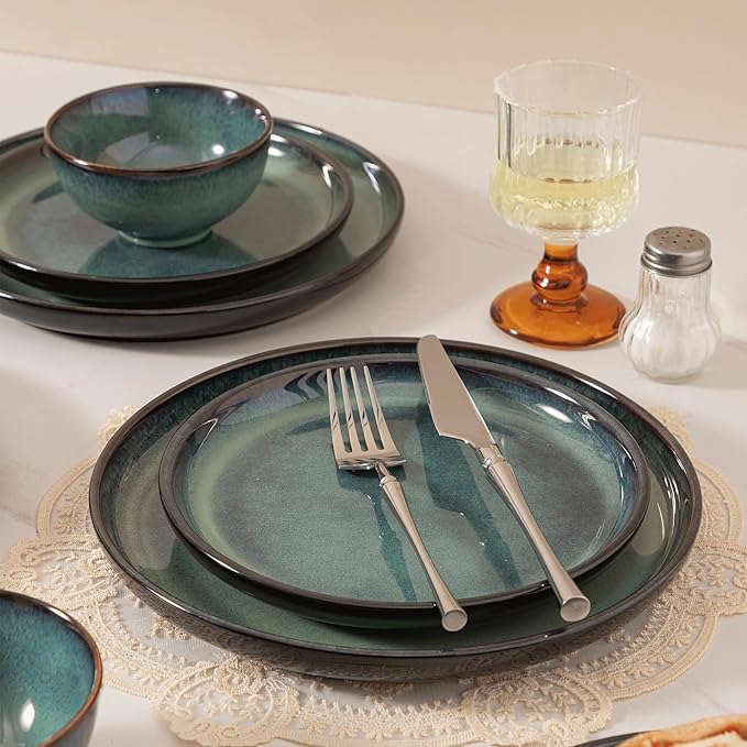 Dinnerware sets plates and bowls sets modern plates stoneware dinnerware set Plates and Bowls Set for 4, 12 Pieces Dishes,Microwave and Dishwasher Safe Tableware (style - 4, 4 - Set (12pcs))