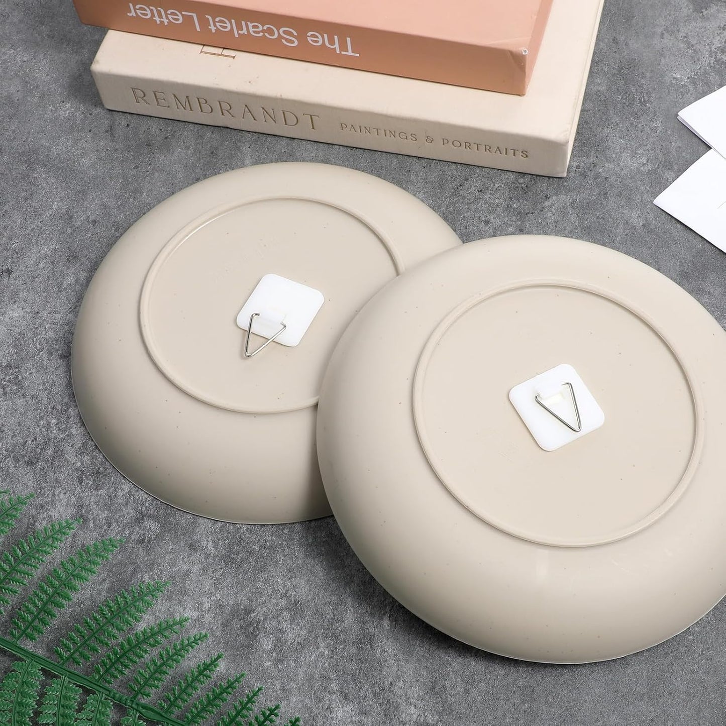 30 Pcs Invisible Adhesive Plate Hangers, Foamboard Picture Hanging Hooks Without Nails Plastic Sticky Photo Hooks for Home Wall Art Photo Frame Bathroom Closet (Square)