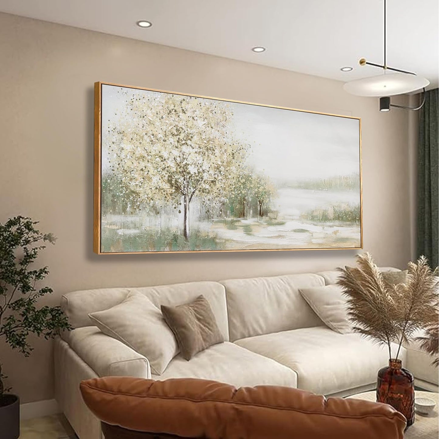 Canvas Wall Art Wall Decor Bedroom Pictures Decoration Spring Scene Nature Landscape Tree Plants Artwork Abstract Wall Art Large Size Modern Painting Framed Pictures For Living Room Home Kitchen Office 29" X 58"