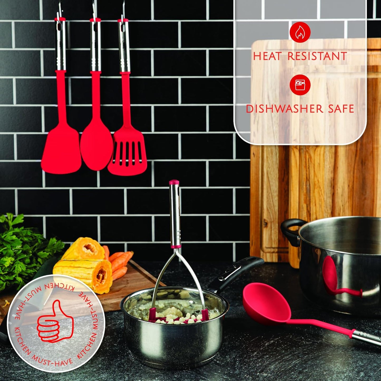 Kitchen Utensils Set 35 PCS Cooking Utensils Set, Nonstick and Heat Resistant Nylon Stainless Steel Silicone Spatula Set - Kitchen Gadgets Home Essentials Kitchen Accessories, Apartment Must Haves