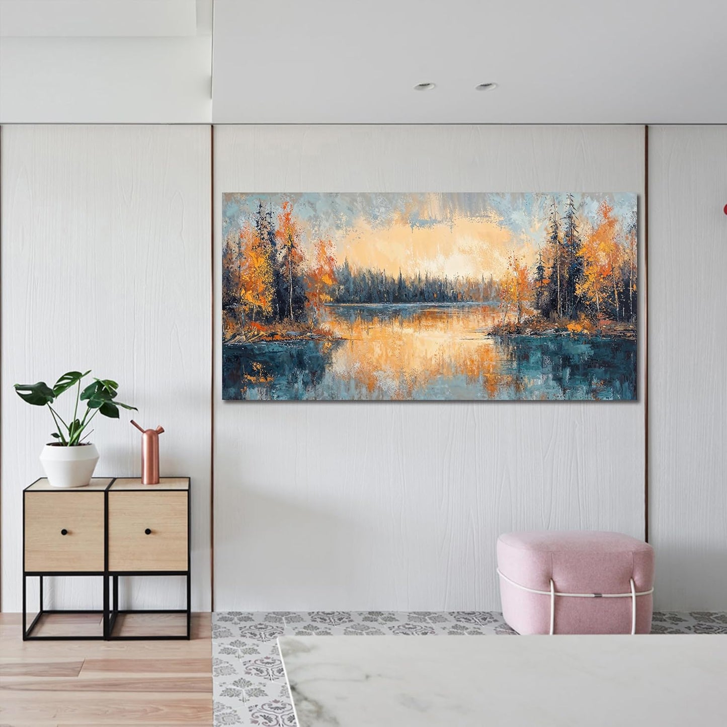 Canvas Wall Art Decor Large Wall Art for Living Room Canvas Art Wall Decor Nature Landscape Wall Art Decor Pictures Yellow Nightfall Wall Art Prints Artwork for Walls Bedroom Office Wall Decor 24"X48"