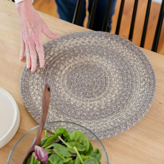 Grey Cloud Jute Woven Round Placemats Set of 6, 15", Warm Country Decor, Grey Table Mats - Vibrant Colors, Durable, Easy to Clean and Protects Furniture