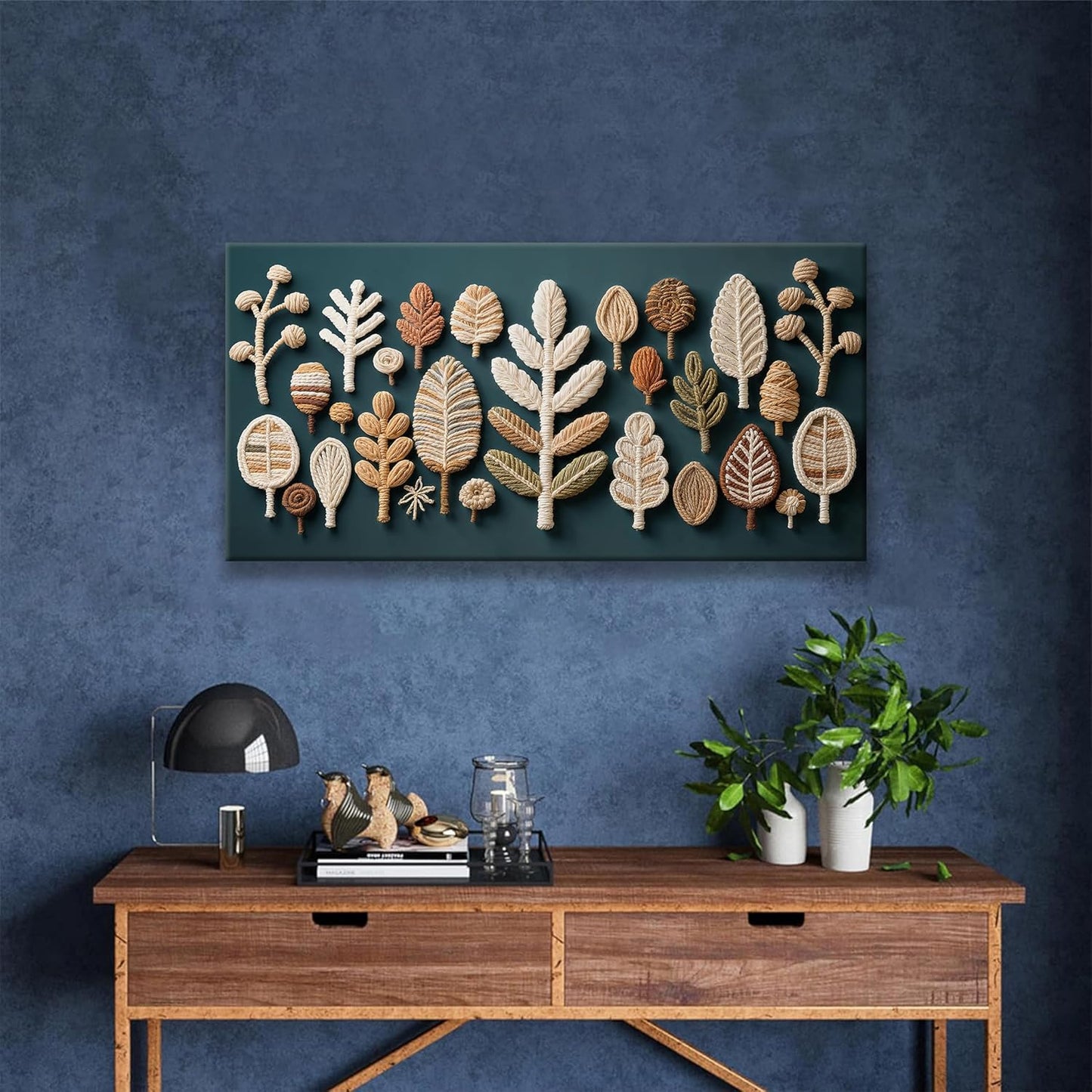 Tsomzxng Boho Wall Art Bohemian Feather Modern Canvas Art Wall Decor Artwork Multicolor Painting Modern Dark Green Wall Art Prints Picture For Bedroom Nursery Backdrop Home Artwork 20" X 40"