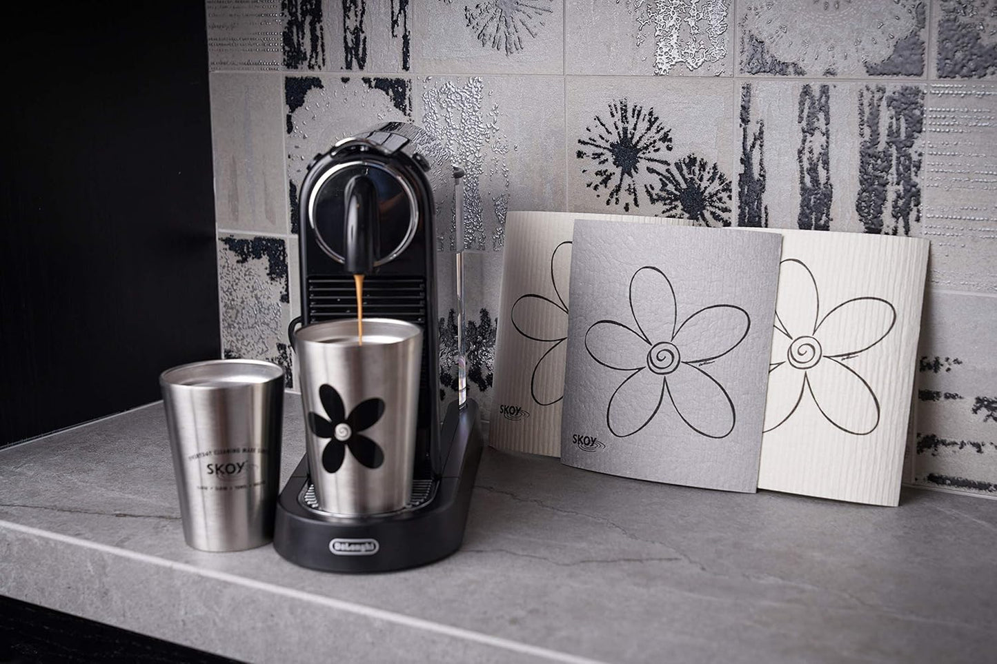 Skoy Bundle, 2-Pack Skoy Scrub, and 4-Pack Skoy Swedish Dishcloth, Reusable Cleaning Products for Kitchen and Household, Planet-Friendly, Dishwasher Safe Soft Scrub, Monochromatic Colors