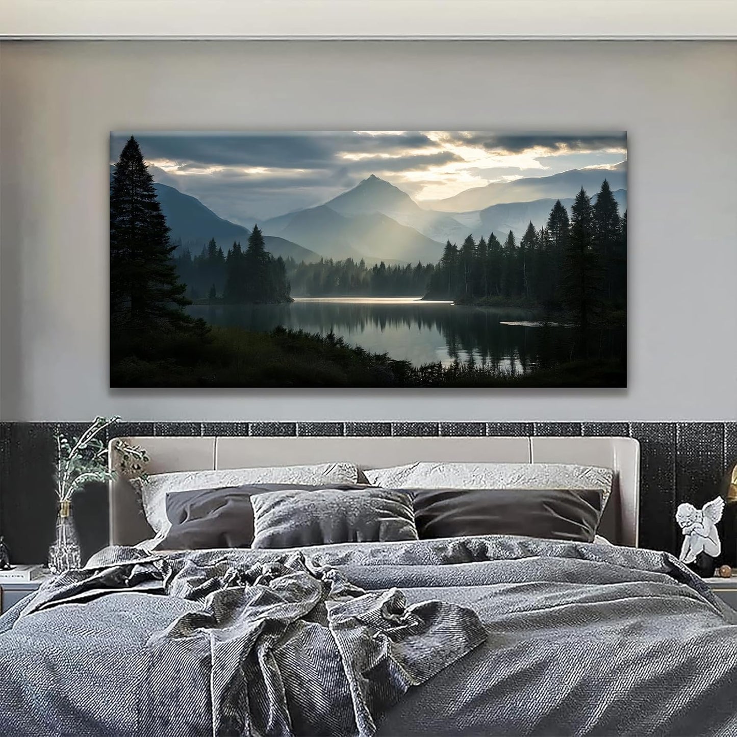 Wall Art For Living Room Large Size Canvas Art Wall Decor For Office Modern Bedroom Decorations Forest River Landscape Pictures Paintings Artwork Wall Mural Aesthetic Artwork 29x58 In