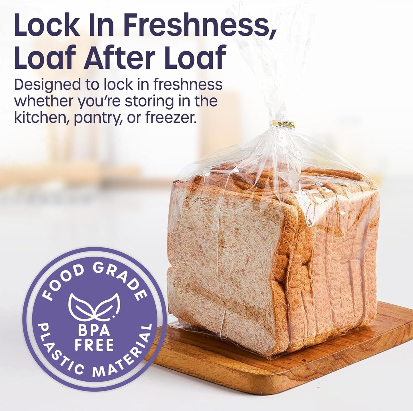 Reusable Plastic Bread Bags - 50 Pack Clear Loaf Bags for Homemade Bread - Perfect for Baked Goods Storage