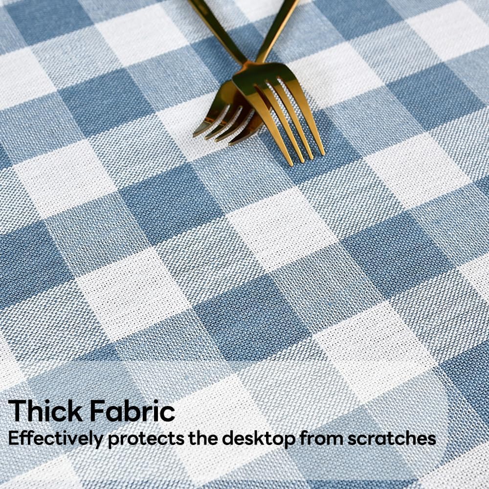 Gingham Tablecloth Rectangle Table Cloth Heavy Duty Cotton Checkered Table Cover for Spring Picnic Kitchen Dining(C-Sky Blue, 52x70 inch)