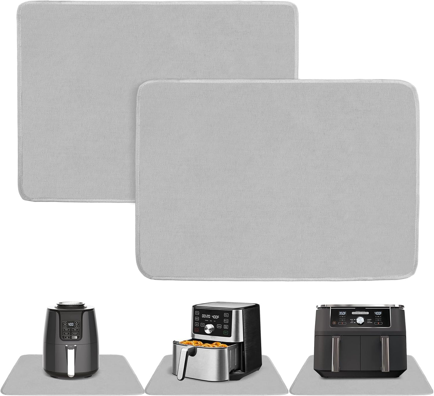 Heat Resistant Mats for Countertop - Firproof 16x24 in Heat Resistant Mats for Air Fryer - Kitchen Countertop Protector for Air Fryer, Coffee Maker, Stand Mixer, Toaster, Oven 2PCS - Grey