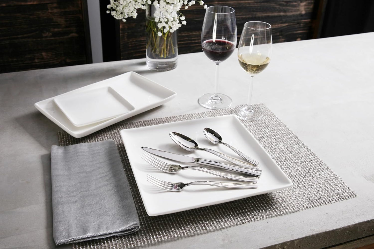 Fortessa Dorada 18/10 Stainless Steel 20 Piece Flatware Set, Service for 4, Silver