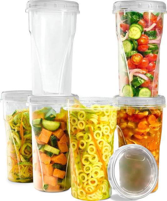 PLASTICPRO 12 Pack Twist Cap Food Storage Containers with Clear Screw on Lid- 48 oz Reusable Meal Prep Containers - Large Freezer Containers Microwave Safe Clear Plastic Food Storage