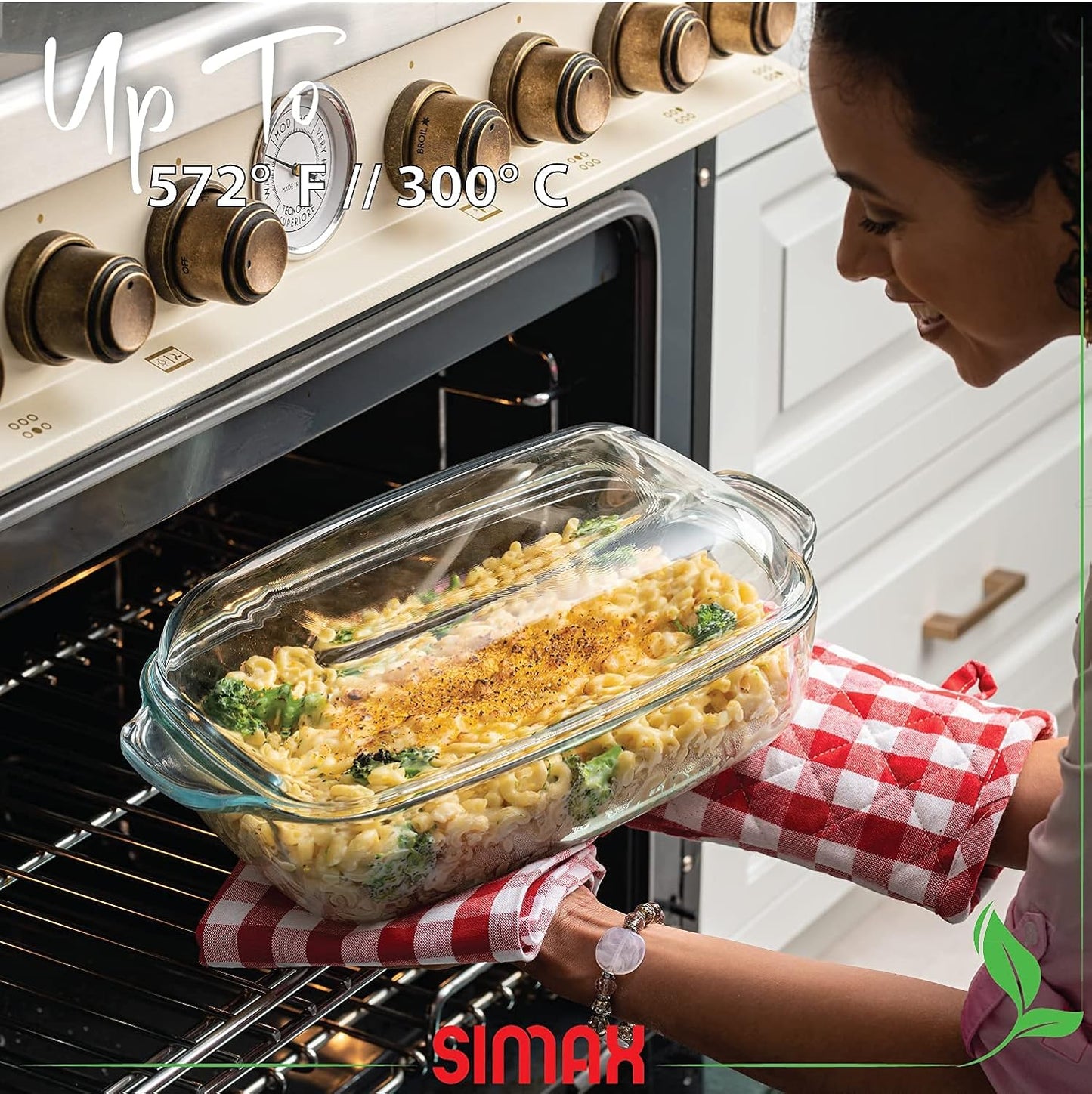 Simax Glass Casserole Baking Dish: Clear Glass Round Casserole Dish with Lid and Handles,Covered Bowl for Cooking, Baking, Serving, Dishwasher, and Oven Safe Cookware – 3 Quart Dish + 2.2 Quart Lid