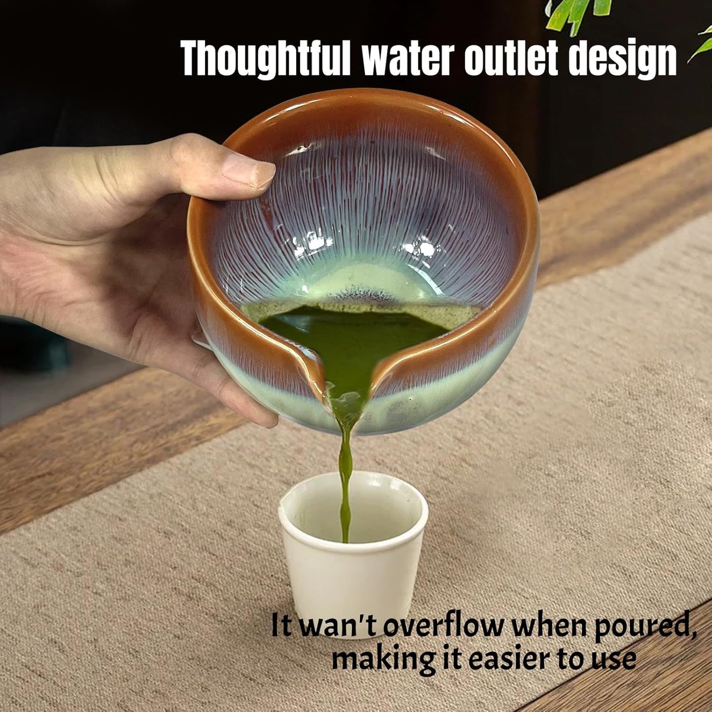 Matcha Whisk Set 6 pc Kit - Traditional Japanese Chasen, Bamboo Whisk Holder, Ceramic Bowl with Spout, Sifter & 2 pc Spoons - matcha kit set, Gift for Matcha Tea Lovers (Gradient Orange)