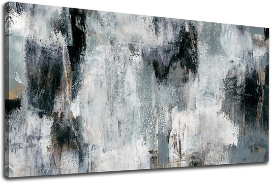 NINEASO Black Gray Abstract Wall Art - Abstract Canvas Pictures for Wall Decor Modern Abstract Canvas Painting Artwork for Living Room Bedroom Home Office Wall Decorations 20" x 40"