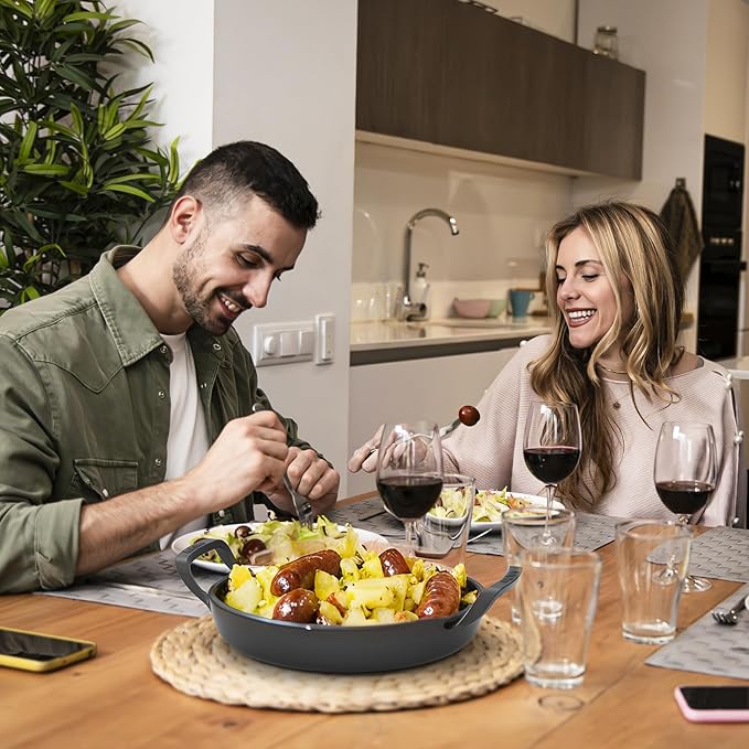 onlyfire Pre-Seasoned Cast Iron Skillet, Frying Pan with Nonstick Perforated Grill Surface and Dual Handles, 10 Inch Cast Iron Pan - Compatible With All Stovetops - Oven Safe & Rust Resistant