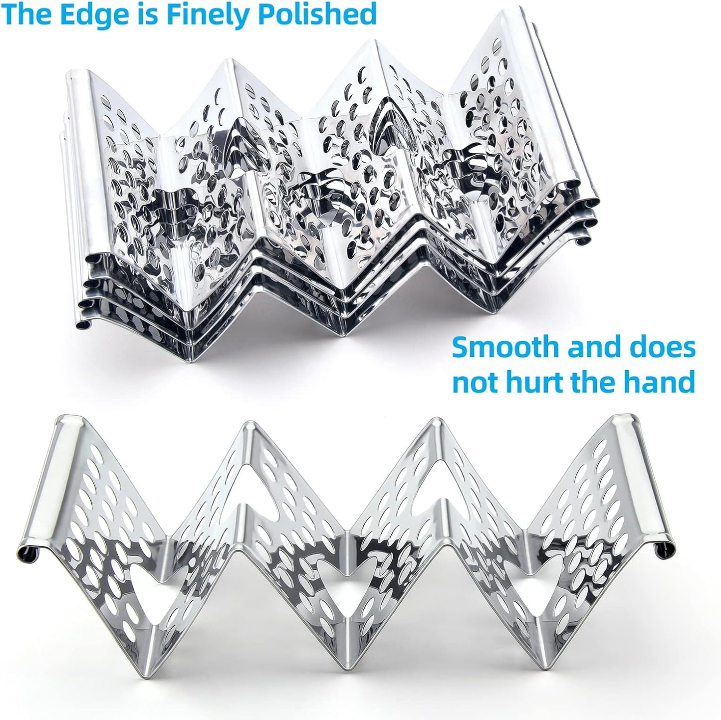 Taco Holders Set of 4, Taco Stand, Stainless Steel Taco Holder, Each Can Hold 3 Tortillas, with Easy-Access Handle, Fits Microwave, Air Fryer and Oven