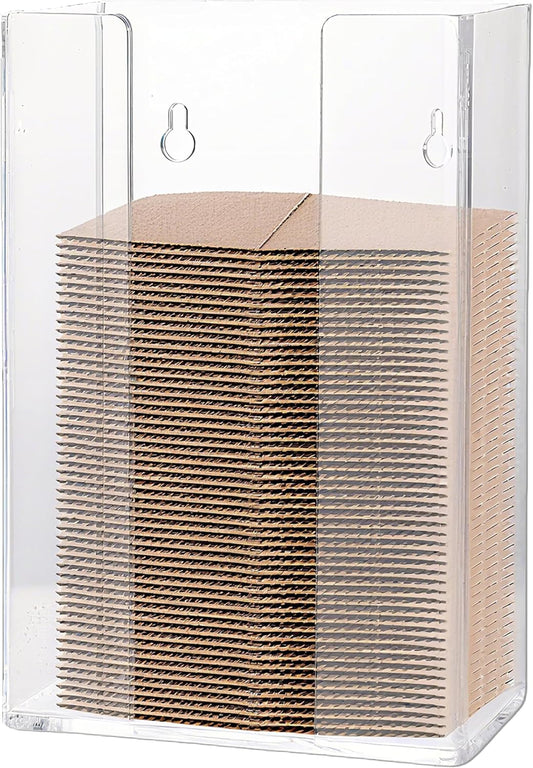 Coffee Cup Sleeve Organizer Rack-Acrylic Coffee Collar Holder Storage for Disposable Kraft Paper Cup Sleeves,Coffee Shop/Home/Kitchen Organization,Countertop or Wall Mount(Clear)