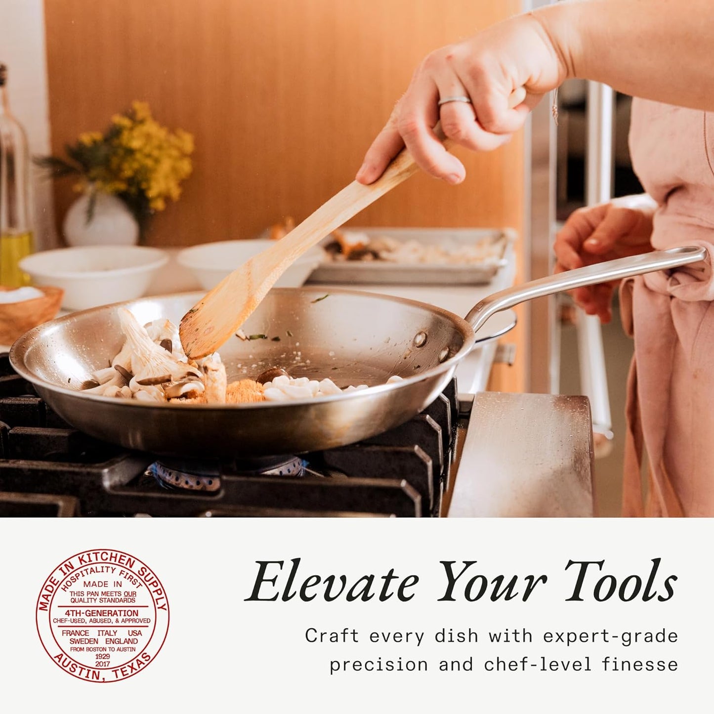 Made In Cookware - 12-Inch Stainless Steel Frying Pan - 5 Ply Stainless Clad - Professional Cookware - Crafted in Italy - Induction Compatible