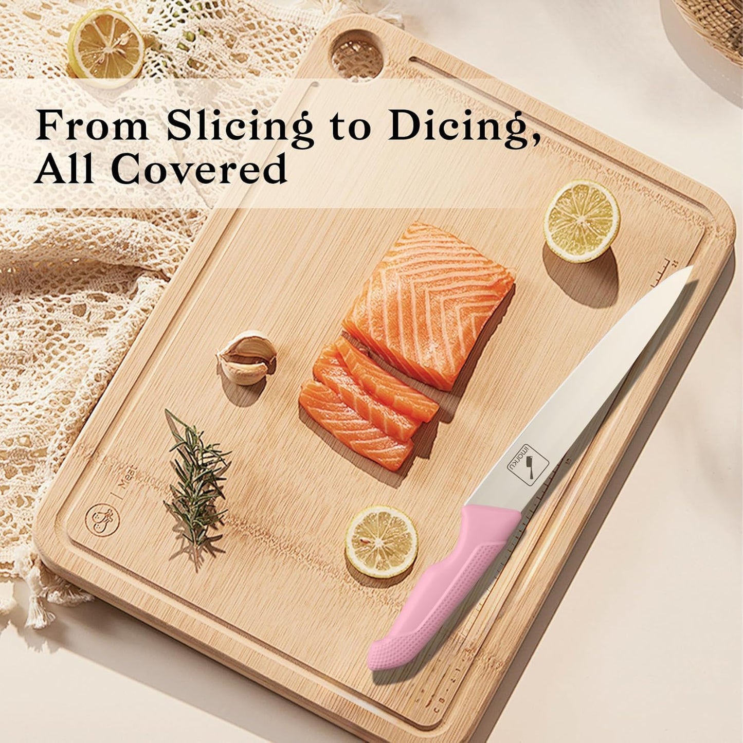 Knife Set Pink, 14pcs Knives Set For Kitchen, Japanese Kitchen Knife Sets With Block, Sashimi Knives For Fish/Meat Slicing, Apartment Essentials, Dishwasher Safe, Gifts For Women