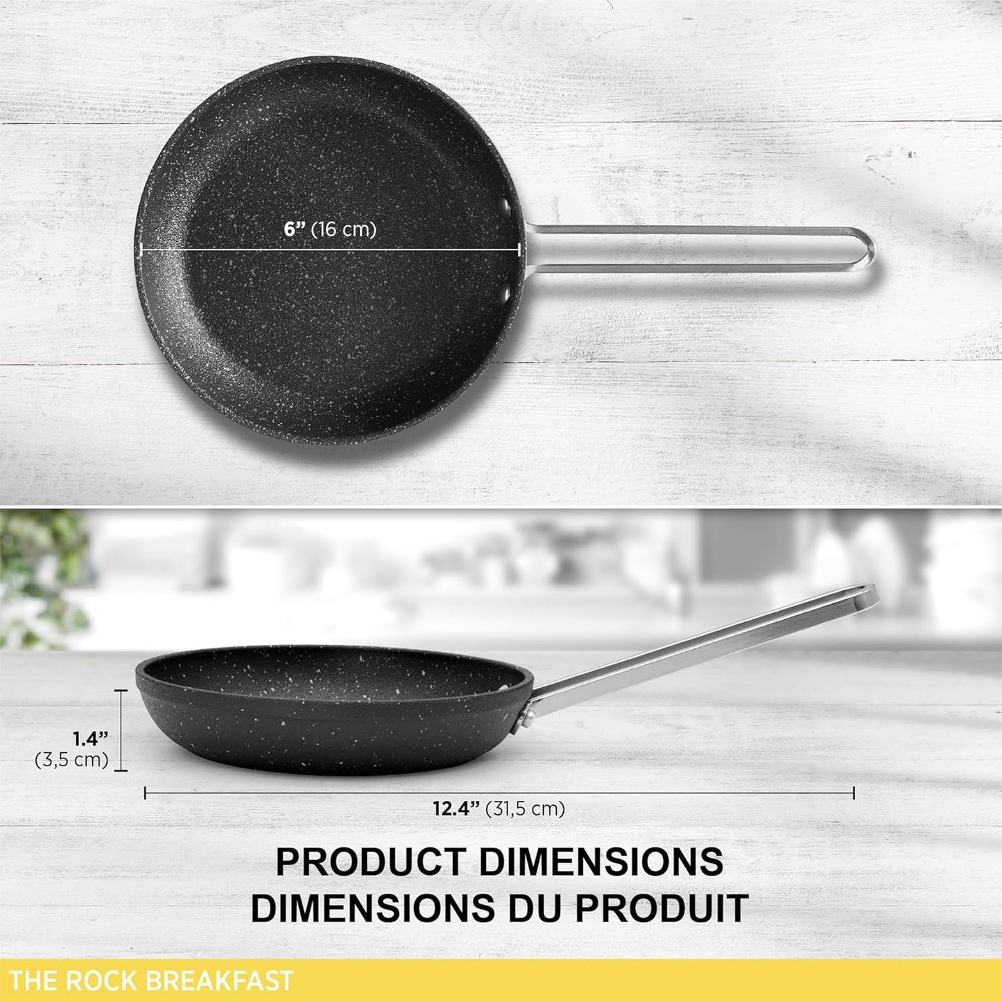 Starfrit The Rock 16cm (6.5") Non-Stick Egg Fry Pan - Durable Forged Aluminum - Oven Safe - PFOA Free - Easy to Clean - Black