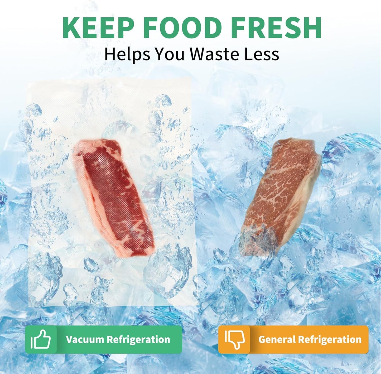 VanruVida Vacuum Sealer Bags, 50 Count 10” x 14”,BPA Free,Commercial Grade Textured PreCut Bag with Double Tear Notches, Perfect for Food Storage, Freezer, Meal Prep, or Sous Vide