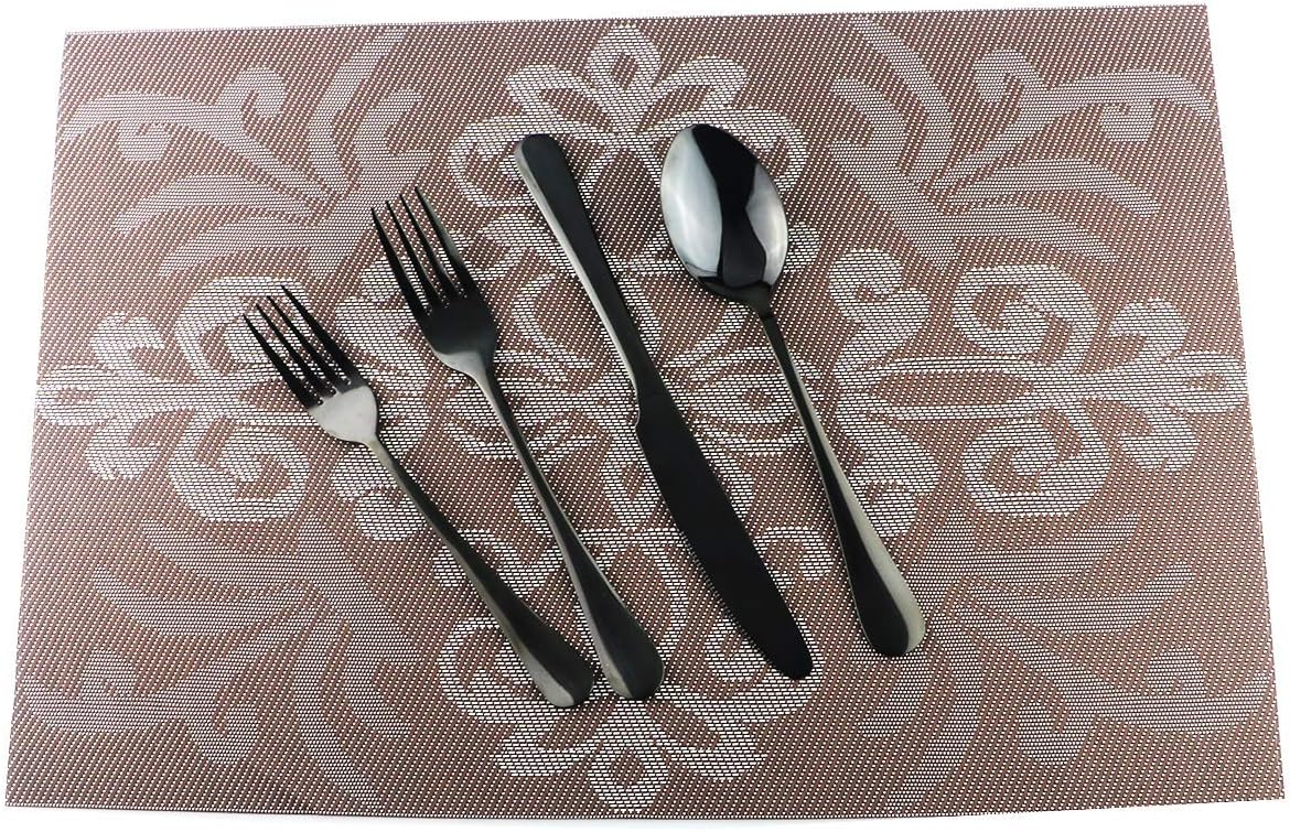 Gugrida 20-Piece Mirror Polished Reusable Utensils Vitalt Healthy & Eco-Friendly Stainless Steel Black Flatware Tableware Dinnerware Set, Shiny Cutlery Knife Fork Spoon Set, Service for 4