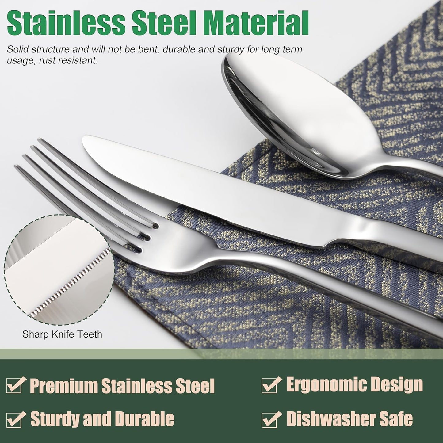 40-Piece Silverware Set Service for 8, Stainless Steel Cutlery Set, Mirror Polished Flatware Set, Kitchen Eating Tableware Set, Include Fork Knife Spoon, Dishwasher Safe
