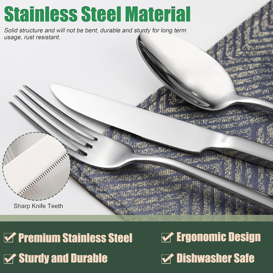 40-Piece Silverware Set Service for 8, Stainless Steel Cutlery Set, Mirror Polished Flatware Set, Kitchen Eating Tableware Set, Include Fork Knife Spoon, Dishwasher Safe