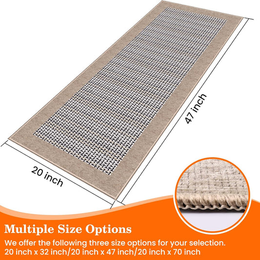 StepRite Kitchen Rugs, Kitchen Mats for Floor, 47"x20" Non-Slip Machine-Washable Kitchen Throw Rug, Absorbent Kitchen Runner Rugs Office, Kitchen Sink Standing Desk Mat, Kitchen Decor Carpet, Khaki