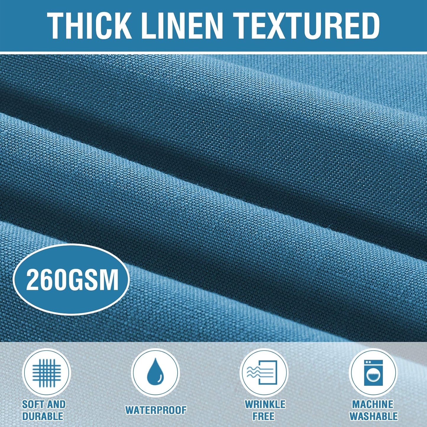 H.VERSAILTEX Linen Textured Table Cloths Round 70 Inch Premium Solid Tablecloth Spill-Proof Waterproof Table Cover for Dining Buffet Feature Extra Soft and Thick Fabric Wrinkle Free, Ink Blue