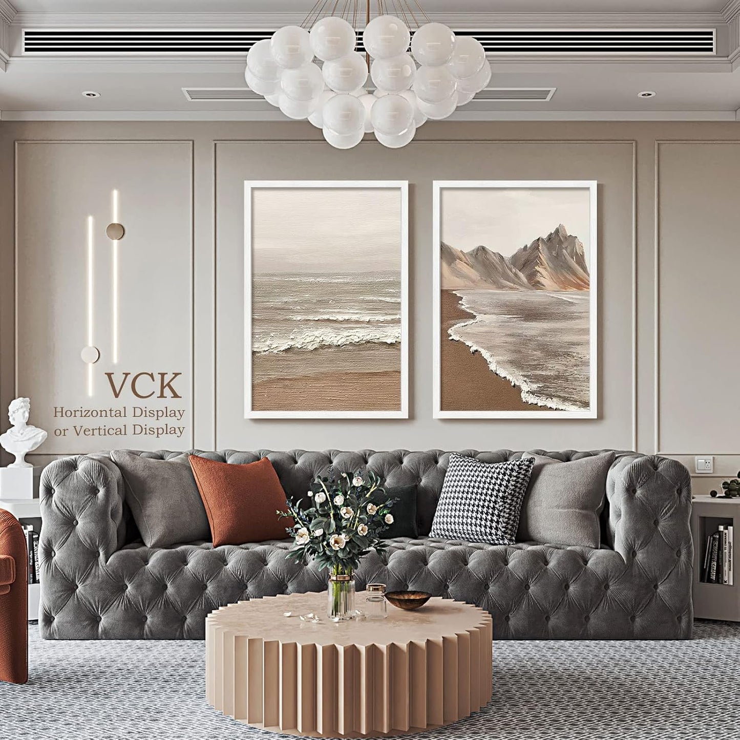 VCK 27x40 Poster Frames Set of 5, Exclusive Woodgrain White Picture Frame, Wall Mounting Hanging