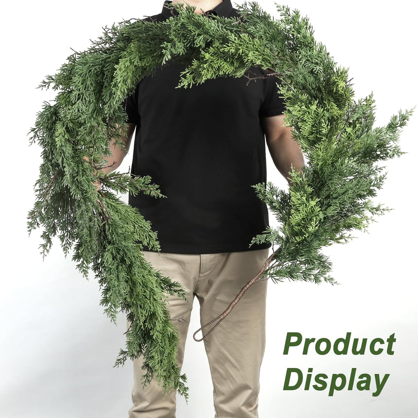 Artgar 9 Ft Christmas Cedar Garland - Realistic Greenery Cypress Garlands - Real Touch Artificial Pine Garland Christmas Decorations for Outdoor Home Dining Table Mantel Stair Porch Winter Xmas Decor