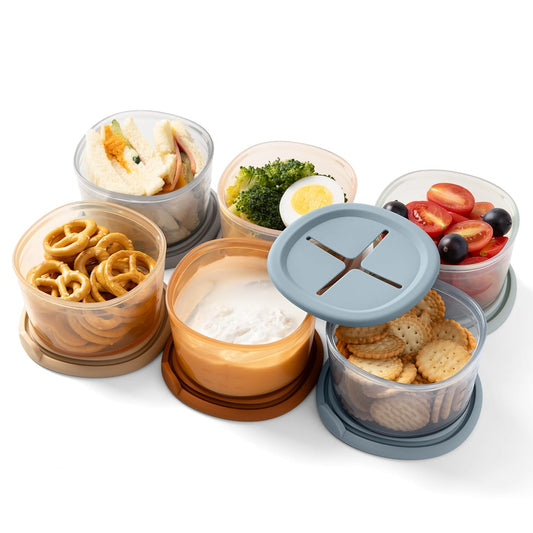 Moonkie Silicone Snack Containers for Kids and Toddlers | 8 oz Baby Food Containers with Airtight Lids and A Snack Lid | Baby Food Jars | BPA Free | Freezer & Dishwasher Safe | 6 Pack