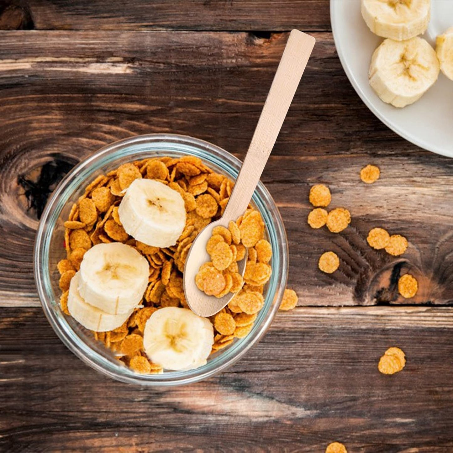 Bamboo Utensils -300 PK 6.7" Bamboo Spoons Disposable Compostable Bamboo Cutlery Set Biodegradable Eco Friendly Renewable Utensil/Flatware Spoon