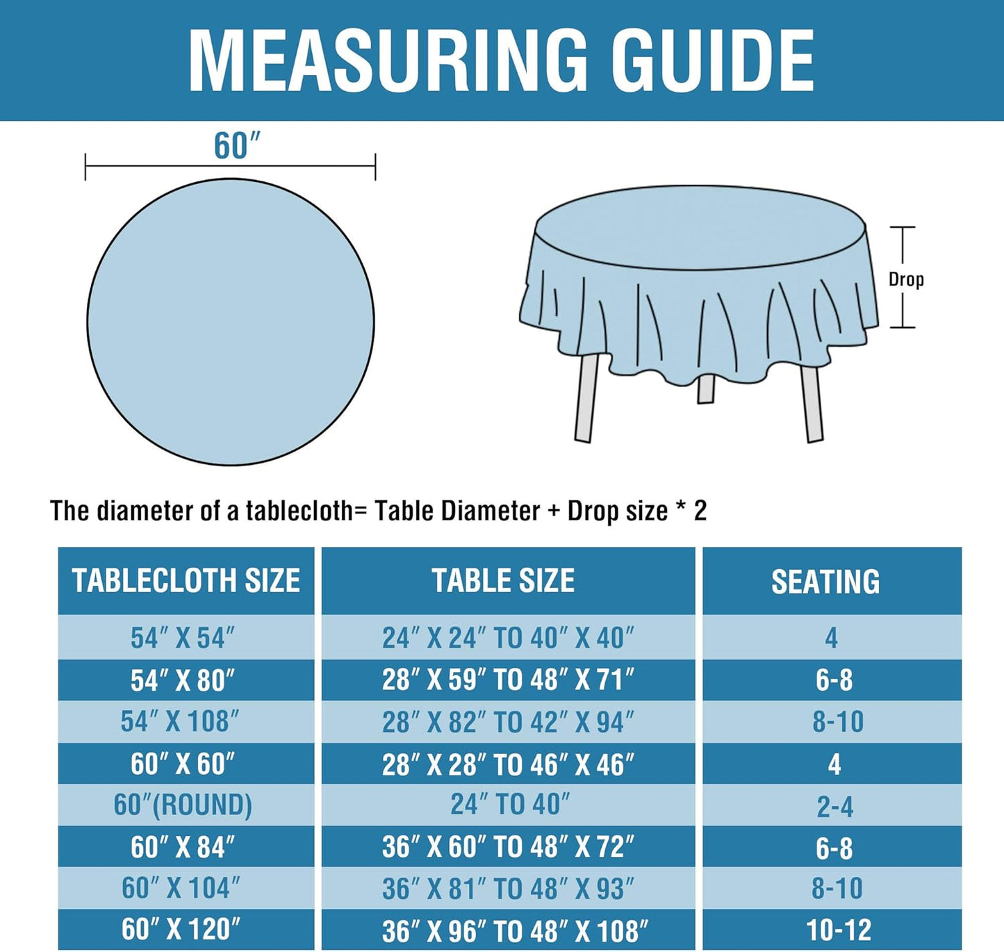 H.VERSAILTEX Linen Textured Table Cloths Round 60 Inch Premium Solid Tablecloth Spill-Proof Waterproof Table Cover for Dining Buffet Feature Extra Soft and Thick Fabric Wrinkle Free, Ink Blue