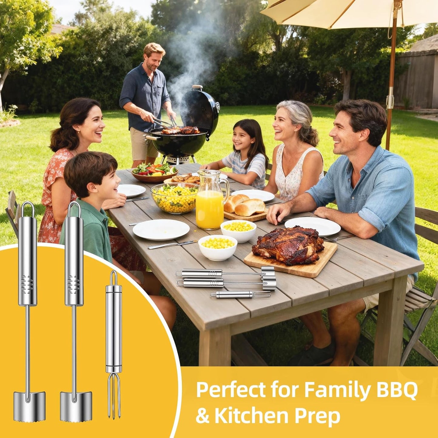 Easy Corn Peeler & Stripper Tool, Nobineck 2-Pack with Corn Fork, Stainless Steel Serrated Blade for Effortless Kernel Removal, Ideal Kitchen Gift.