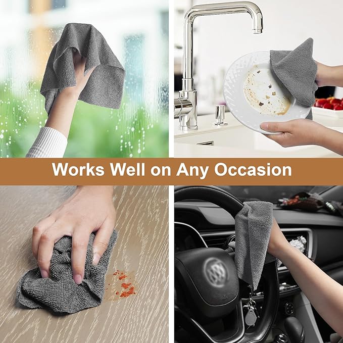 LIVOS Microfiber Cleaning Cloth Roll - 80 Pack, Reusable Paper Towels Grey Tear Away, Microfiber Towels for Cars, Super Absorbent Lint Free Cleaning Rags for House, Kitchen, Window-11.5"x11.5"