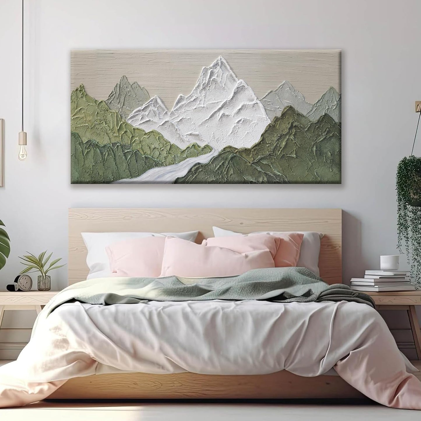 YISXINOAG Large Abstract Wall Art For Living Room Canvas Art Wall Decor Print Abstract Mountain Forest Landscapes Green Wall Art Painting Abstract Art Prints Home Wall Art 29×58 In