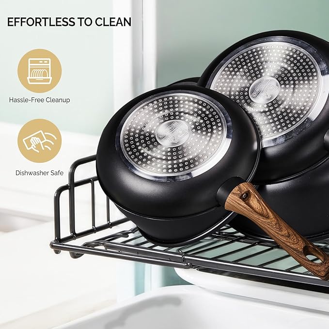 Bonnlo 20 PCS Non-Stick Cookware Set, Aluminum Pots and Pans Set, Induction RV Kitchen Cook Set, Microwave Safe, PFAS PFOA & PFOS Free, for Gift. Home, House Warming