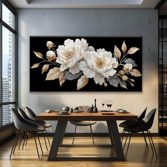 Large Wall Art Living Room Artwork Elegant White Flower Picture Canvas Art Wall Decor For Bedroom Office Kitchen Modern Home Wall Decor 29x58 Inch Ready To Hang