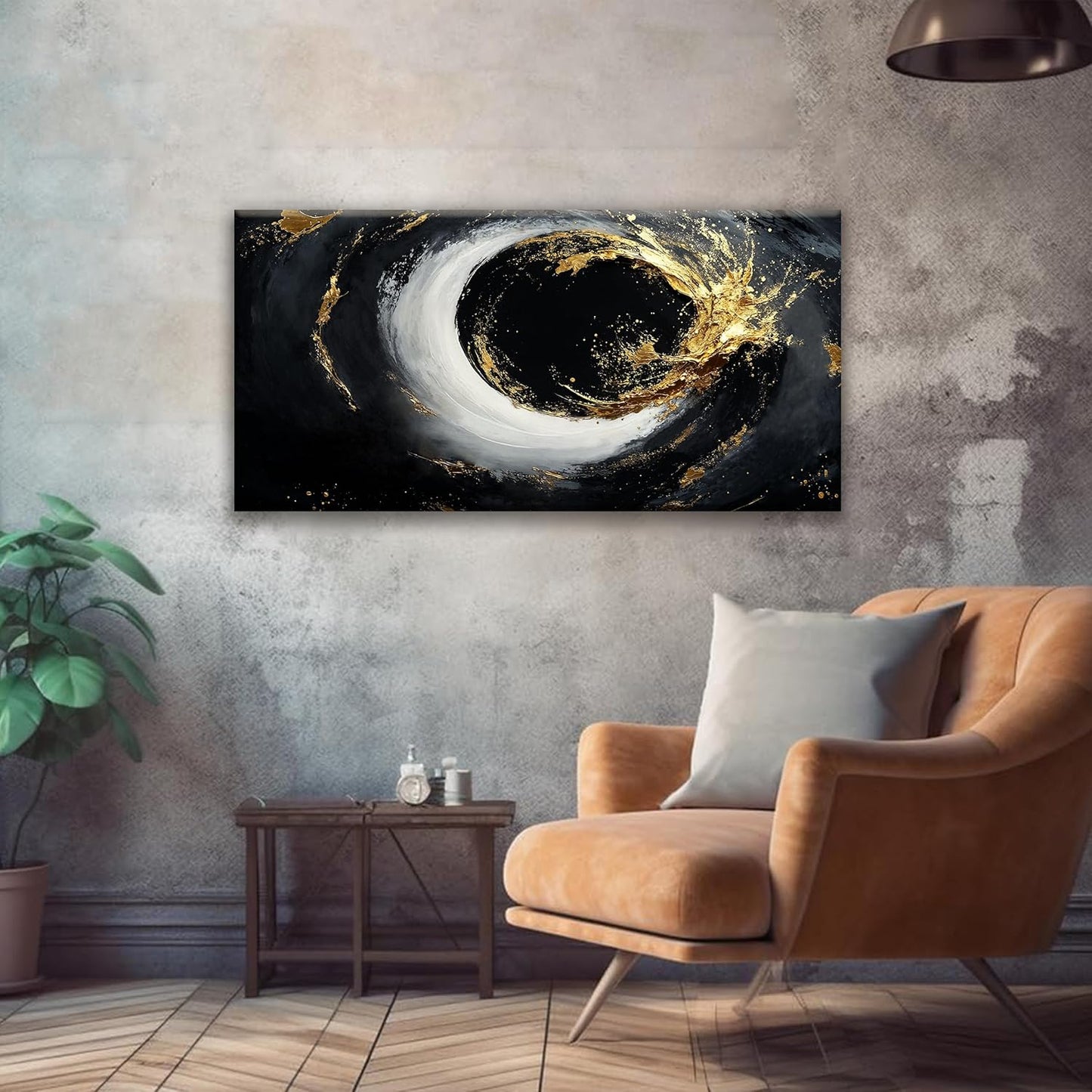 Tsomzxng Canvas Art Wall Decor Print Modern Abstract Art Paintings Black And Gold Wall Art Prints Abstract Wall Art Pictures For Bedroom Kitchen Office Home Artwork 20" × 40"
