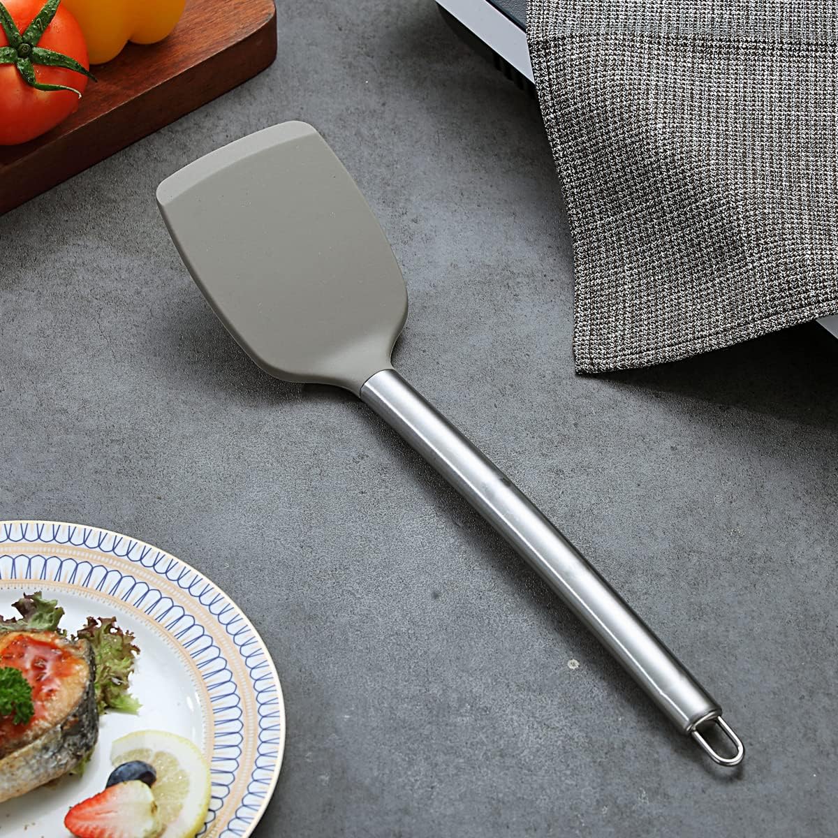 Berglander Spatulas, Non-stick Silicone Solid Turner,Barbecue Spatulas Turner For Cooking, Kitchen Dishwasher Safe, Easy to Clean