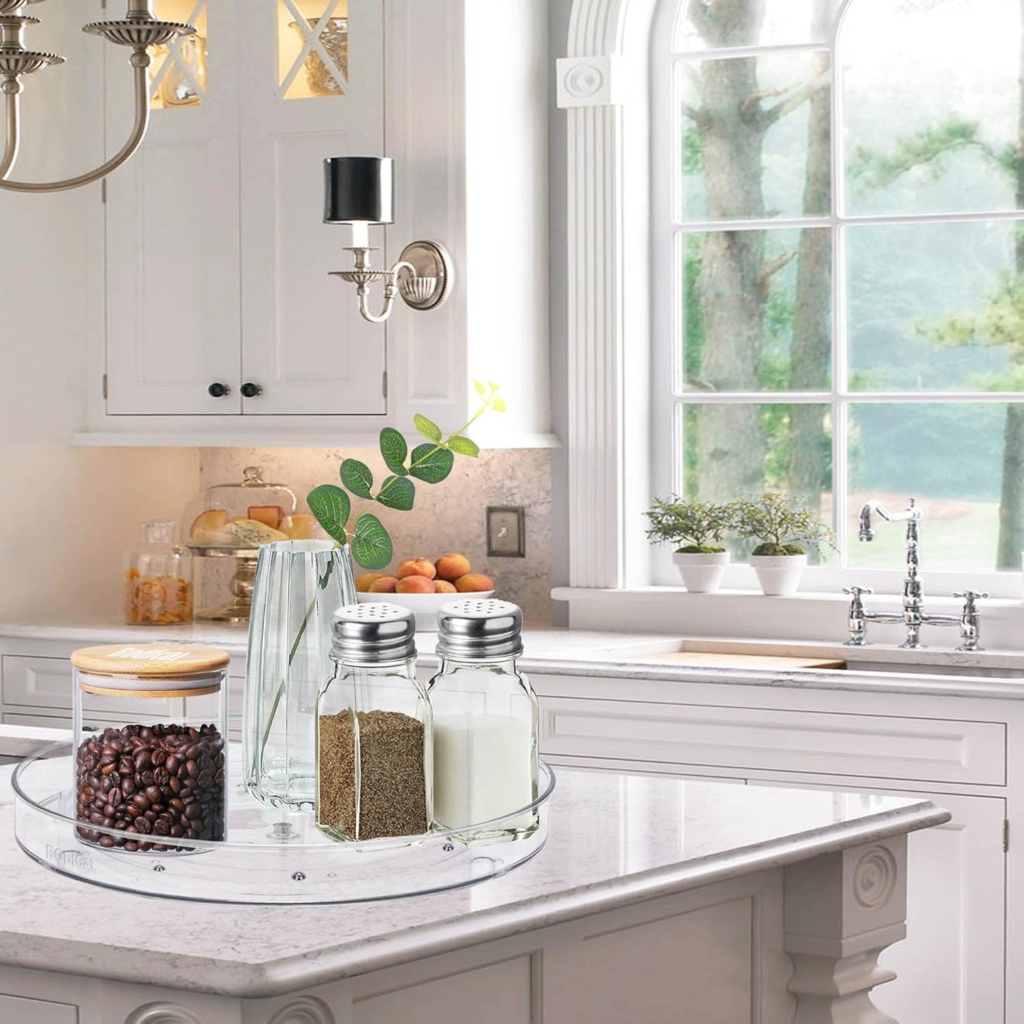 2 Pack Lazy Susan Organizer, 9.25 inch Clear Turntable Organizer for Cabinet, Plastic Lazy Susan Cabinet Organizer for Kitchen Pantry Organization and Storage