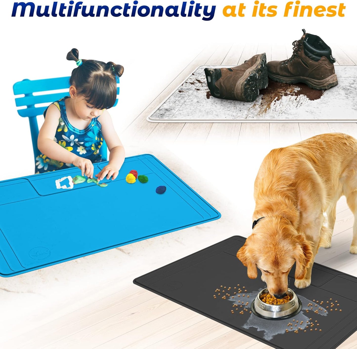 The Original Under Sink Mat - Silicone Waterproof mat, Trimmable, Easy to Clean, Kitchen cabinet liner, Under sink protector mats, Disinfection Surface - 34" x 22" or smaller