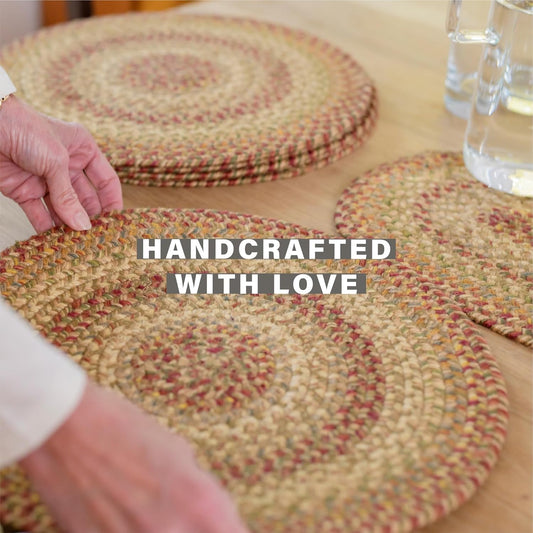 Harvest Jute Braided Trivets for Table, Warm Country Decor, Set of 3, Multicolor 8" Round Heat Resistant Mats - Rich Colors, Easy to Clean, Durable and Protects Furniture